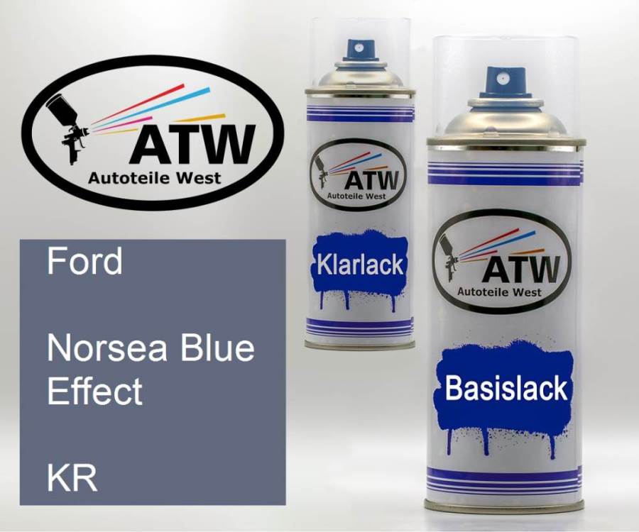 Ford, Norsea Blue Effect, KR: 400ml Sprühdose + 400ml Klarlack - Set, von ATW Autoteile West.